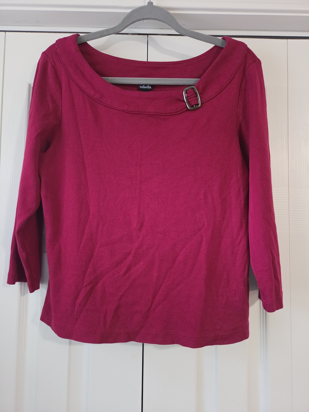 Rafaella Fuchsia Boatneck Long Sleeve Top with Buckle